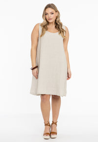 Dress A-line LINEN - light brown - #2