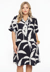 Jurk met kraag palm tree - blauw