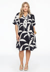 Jurk met kraag palm tree - blauw
