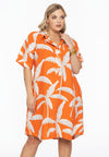 Jurk met kraag palm tree - Oranje