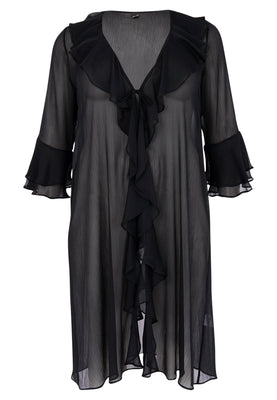 Cardi-blouse frilled VOILE - black  - #3