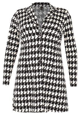 Blazer Long PIED DE POULE - black  - #3