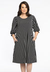 Dress Puff Sleeve STRIPES - black 