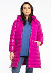 Puff jas met capuchon kort - roze