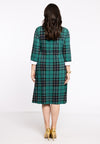 Dress waistseam cotton collar TARTAN - green - #3