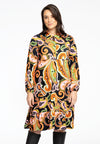 Dress ruffled hem PAISLEY - black