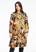 Dress ruffled hem PAISLEY - black  - #1