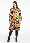 Dress ruffled hem PAISLEY - black