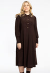 Jurk lang met ruches bottom dolce - bruin