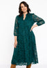 Dress puffed sleeve lace - dark green