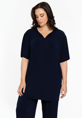 Tunic straight PLISSE - blue - #1