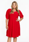 Jurk met pofmouwen dolce - Rood