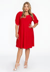 Jurk met pofmouwen dolce - Rood