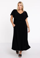 Dress Frilled V-neck Swing DOLCE - black - #2