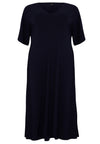 Jurk met v-hals plisse - blauw