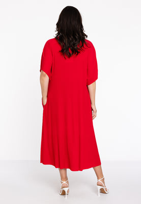 Dress V-neck PLISSE - red  - #3