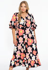 Dress buttoned HIBISCUS - black 
