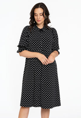 Dress buttoned DOTS - black  - #1