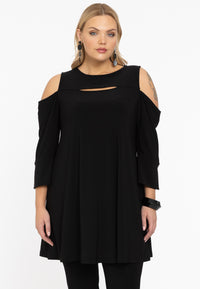 Tunic wide bottom cut outs DOLCE - black - #1