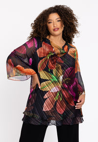Tunic waterfall Floria lurex - black - #1