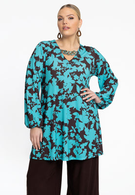 Tunic V-neck chain JONES - turquoise - #1