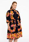 Jurk met gesmokte details garland - blauw