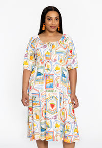 Dress smock waist TROPICANA - ecru - #1