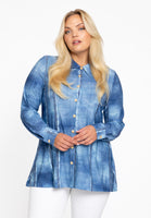 Blouse A-line FRAYED - blue - #1