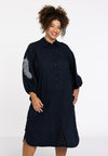 Geborduurde blouse-jurk soft cotton - blauw