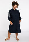 Geborduurde blouse-jurk soft cotton - blauw