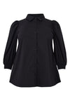 Blouse puff sleeve COTTON STRETCH - black - #4