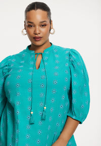 Top short sleeve COTTON - turquoise - #1