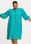 Jurk broderie anglaise cotton - Turquoise