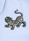 Striped blouse with embroidery - light blue - #3
