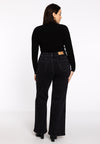 Wide leg jeans with pearls - black