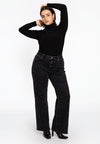 Wide leg jeans with pearls - black
