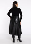 Flared skirt FAUX LEATHER - black 