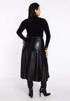 Flared skirt FAUX LEATHER - black