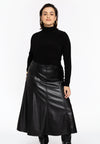 Flared skirt FAUX LEATHER - black