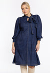 Dress with bow DENIM DOLCE - blue