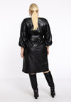 Dress with puff sleeves FAUX LEATHER - black