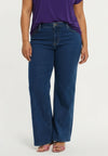 Jeans wide leg 5-pocket with strass - indigo