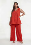 Top LINEN - light red