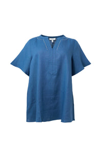 Tunic short sleeve LINEN - indigo - #3