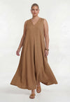 Dress swing LINEN - light brown