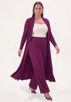 Cardigan extra lang uni dolce plissé - Paars