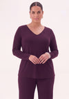 Top v-hals uni dolce - dark purple