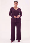 Top v-hals uni dolce - dark purple