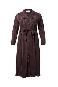 Dress midi DENIM DOLCE BROWN - brown - #4
