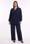 Pantalon loose uni dolce plissé - blauw